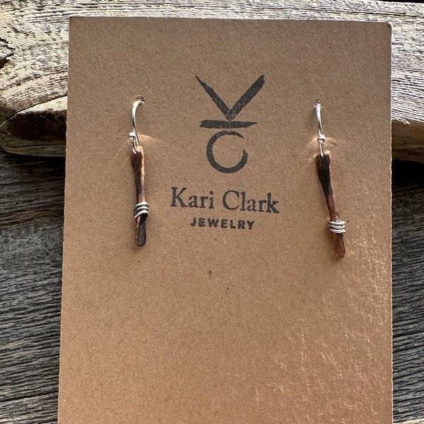 Bands of Silver Copper Bar Earrings