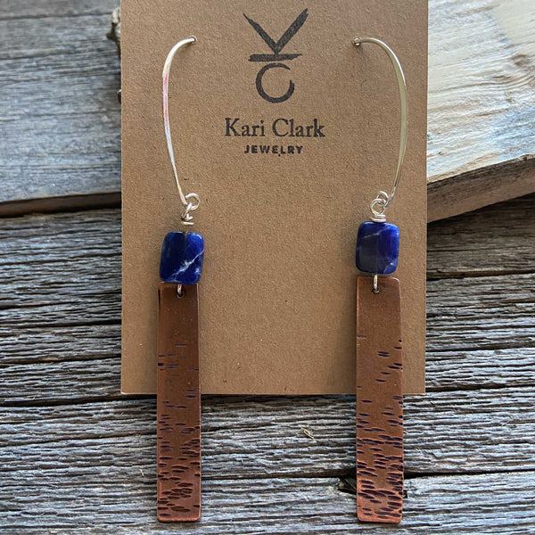 Copper and Lapis Sunset On the Water Earrings