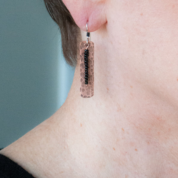 Copper with Black Strip Earrings